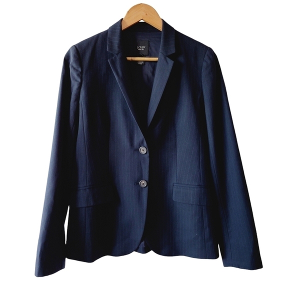 J. Crew Jackets & Blazers - J. Crew Super 120s Navy Pinstripe Blazer